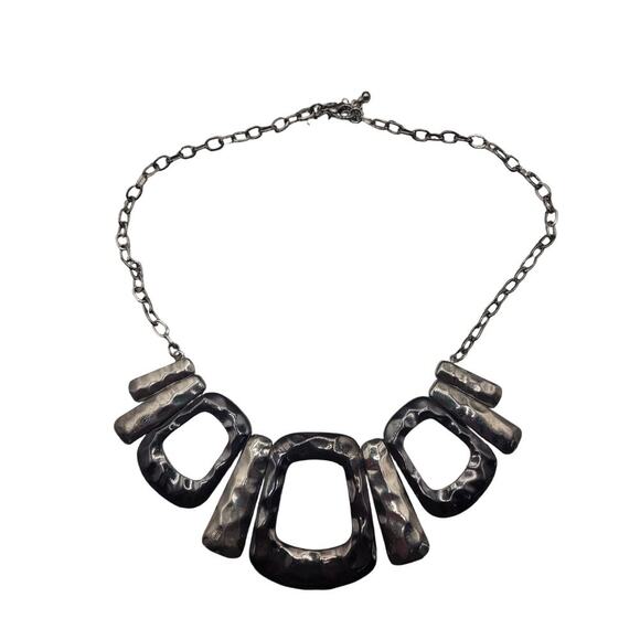 Style & Co Hammered Necklace Silver toned Alloy 17" L - Picture 2 of 6